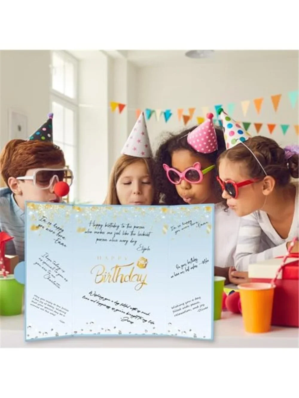 Birthday Guest Book Signature Board Dusty Blue Party Guestbook Table Decor Stand